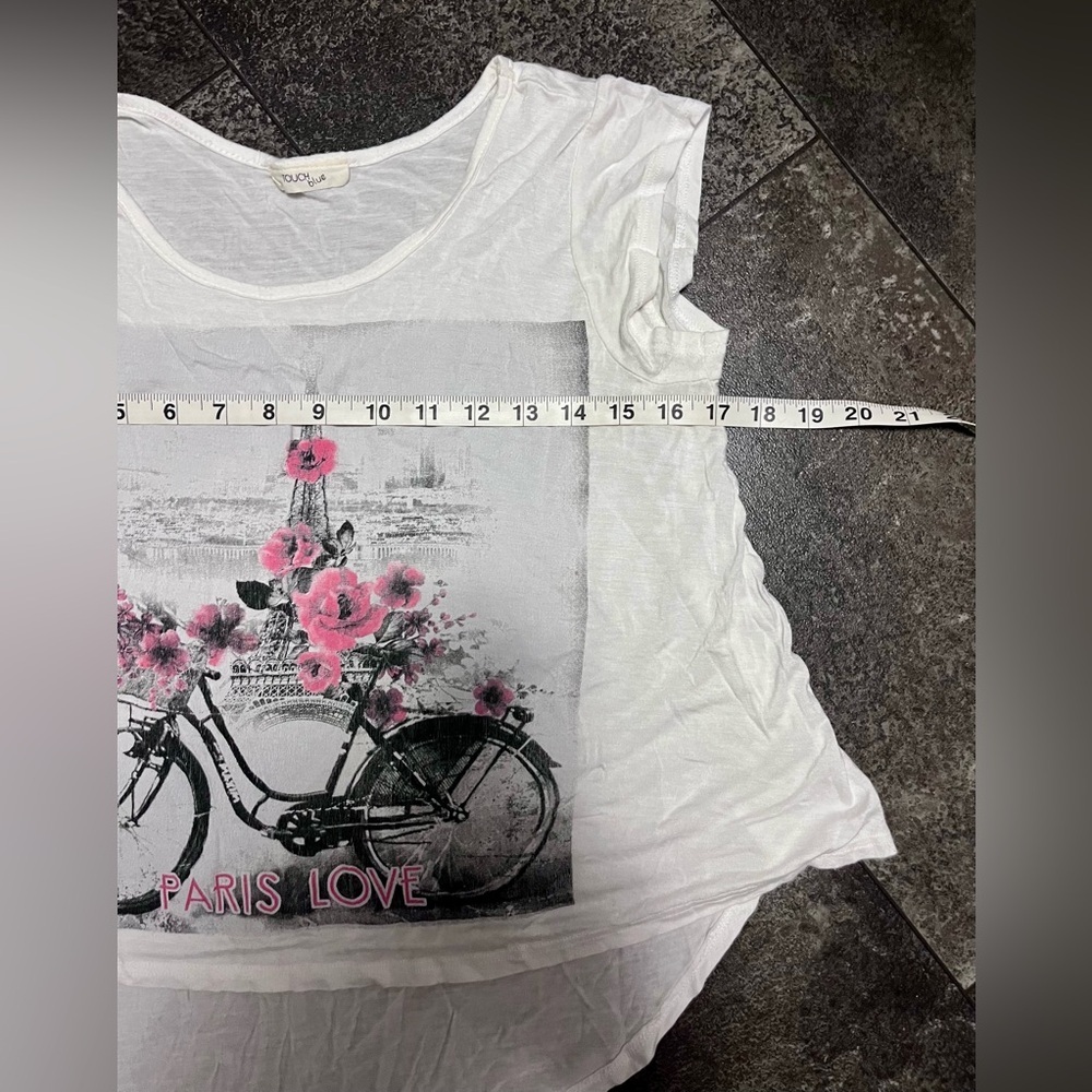 White Paris Love Cropped High Low Short Sleeve T-Shirt